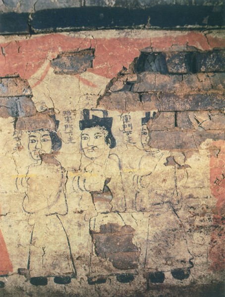 首页 绘画 壁画 将军门下掾      人物分别高70,66,65厘米     位于后